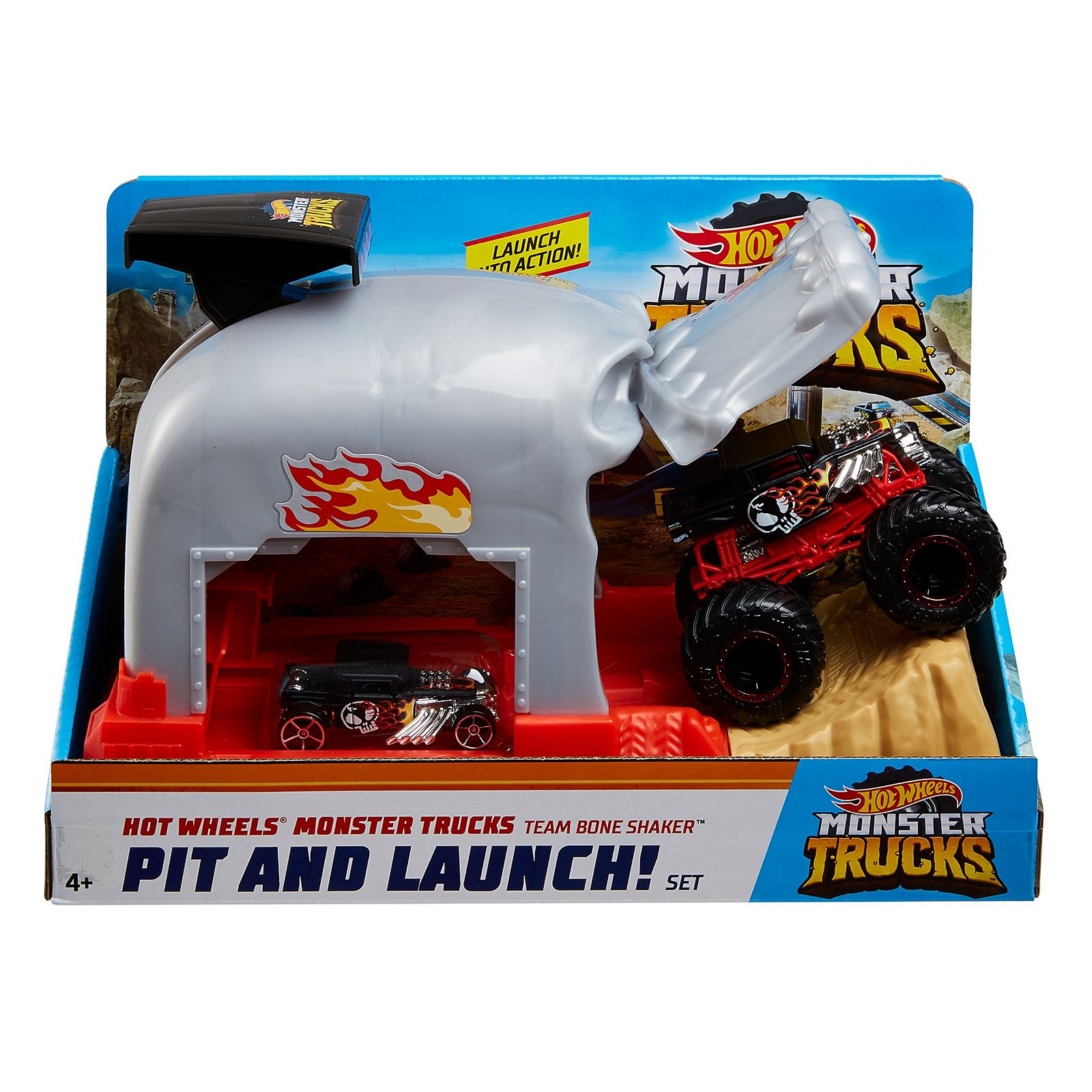  Hot Wheels Monster Truck Pit & Launch Playsets with a 1 Monster  Truck & 1 1:64 Scale Car, Great Gift for Kids Ages 4 Years & Older : Toys &  Games