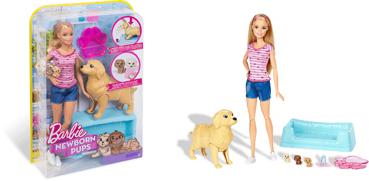 barbie newborn pups doll & pets