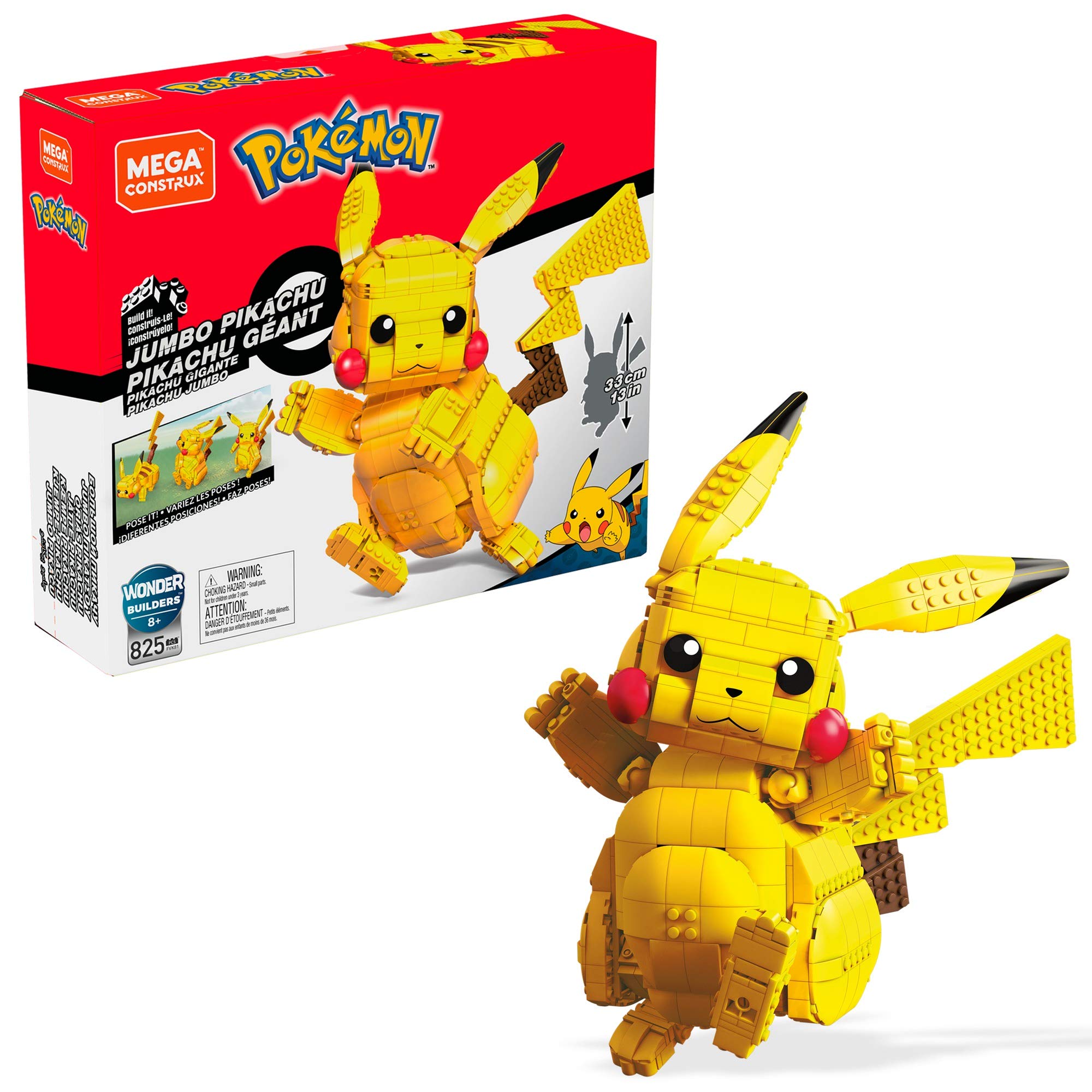 FVK81 Mega Bloks Pokemon Construx Jumbo Pikachu Building Set