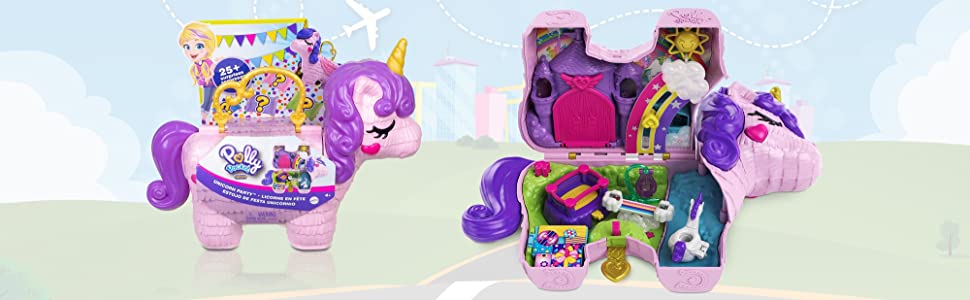 Polly Pocket Unicorn Party Large Playset with Micro Polly Lila Dolls 2020  Mattel