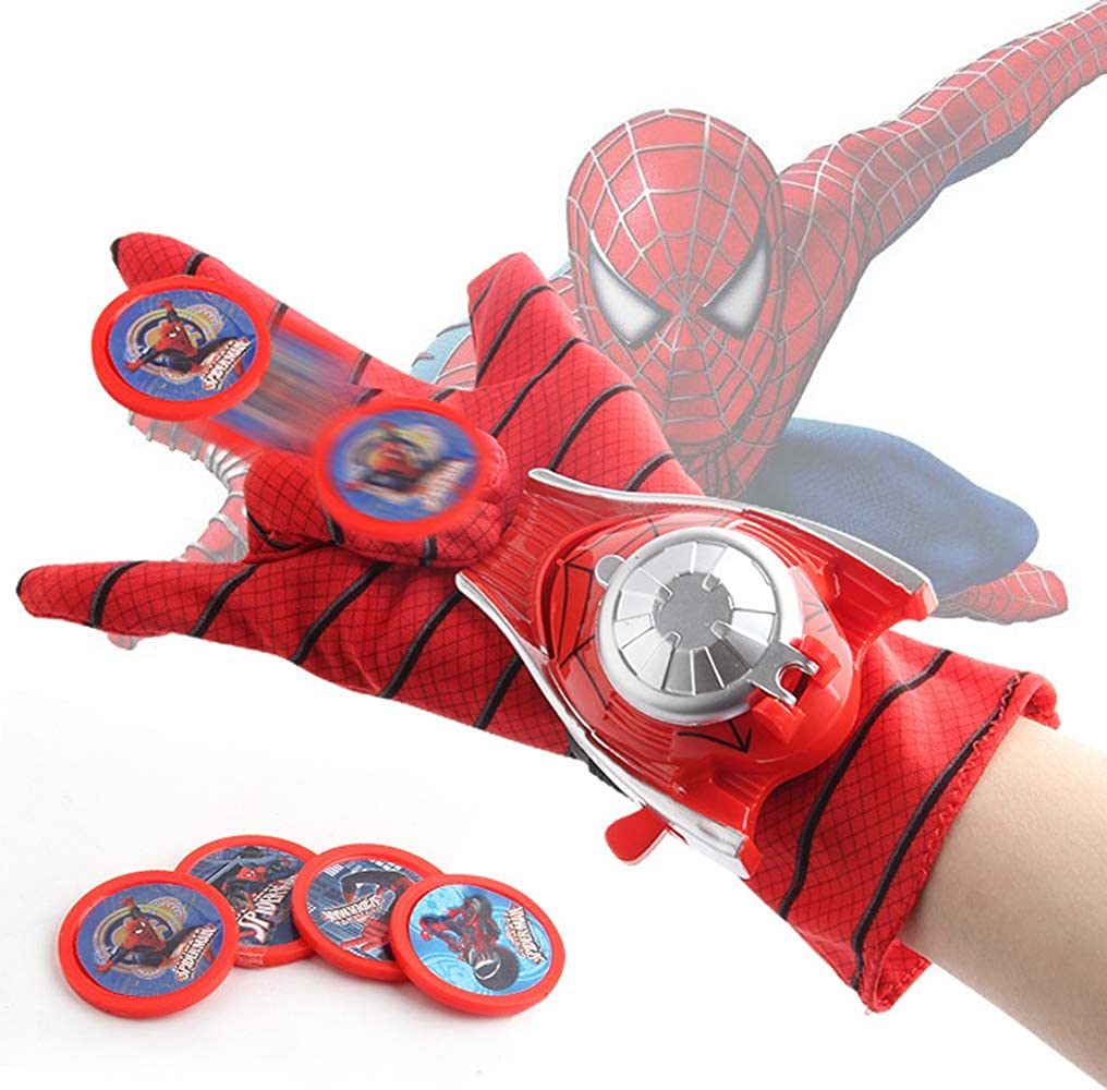 Kids Boy Spiderman Costume Cosplay Suit Kids Toy Spider-man  Glove,transmitter,shield