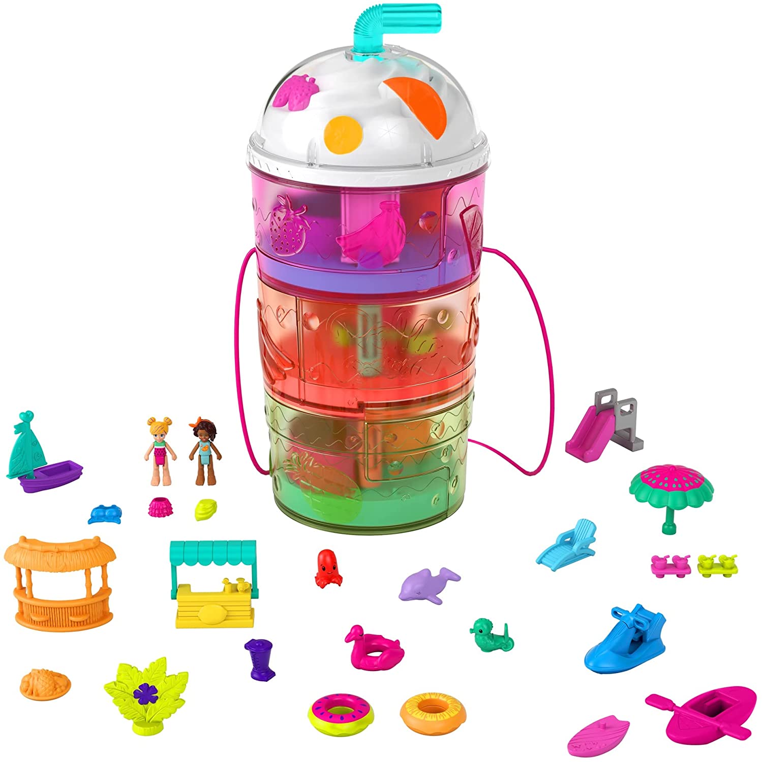 Polly Pocket Spin 'n Surprise Compact Playset, Tropical Smoothie