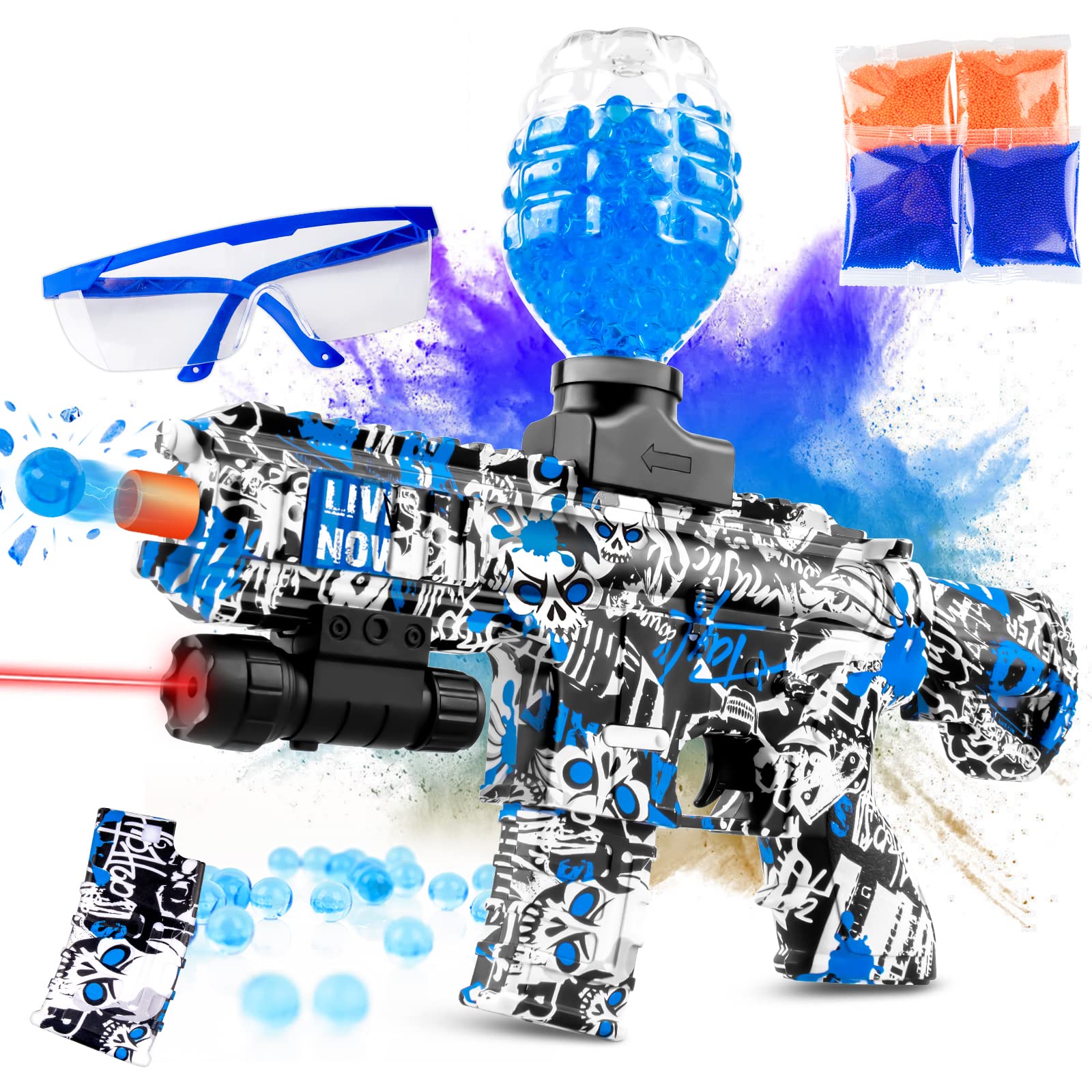 Gel Splatter Cool Ball Toy M416 with Goggles and 50,000 Water Beads Suitable for Backyard Fun and Outdoor Team Shooting Games For Unisex Kid, Over 12+